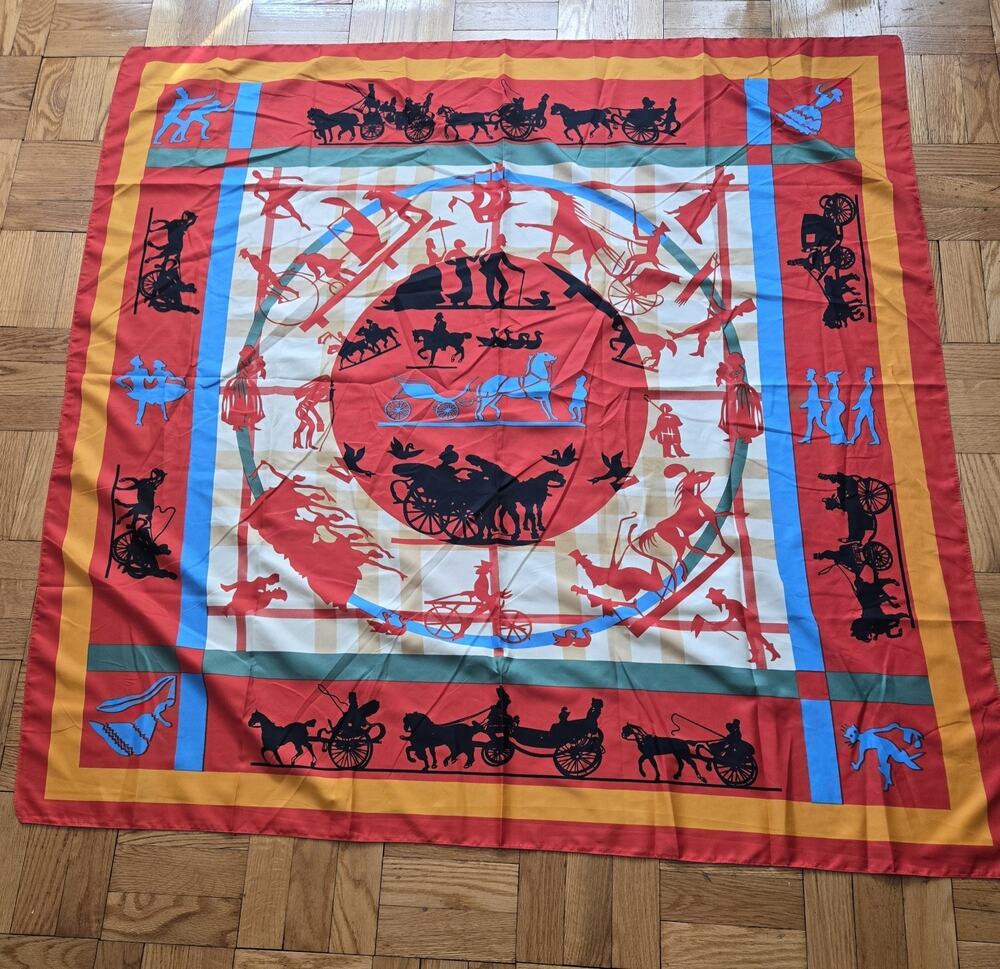Extra Large unique Colorful Scarf/shawl/head Wrap ballerina horse & carrage